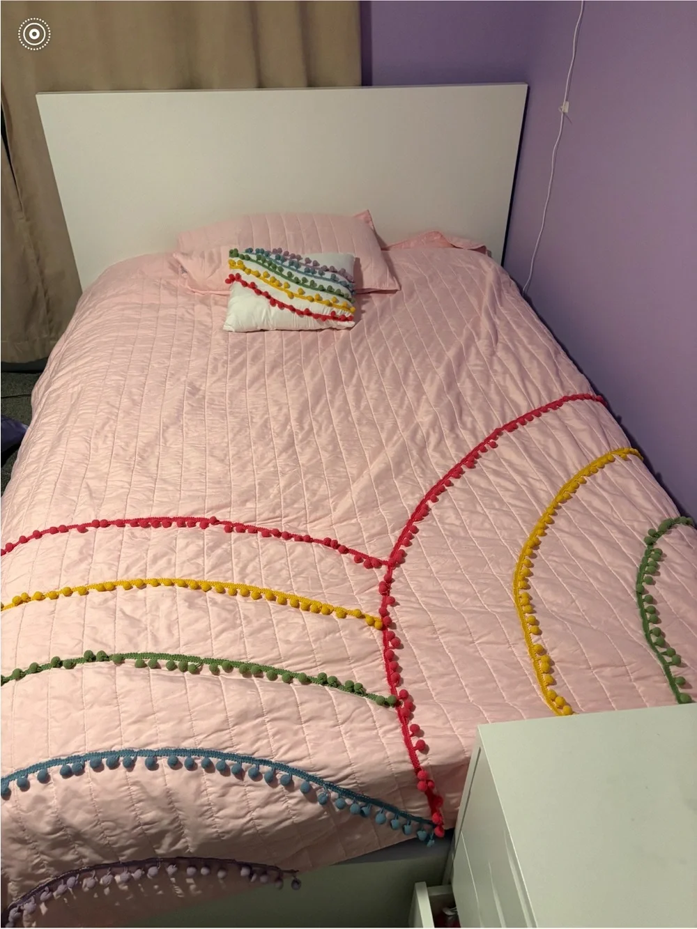 Pink Rainbow Pom Pom 4 Piece Coverlet Set